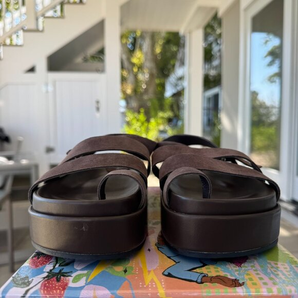 Jeffrey Campbell Hebrides Footbed Platform Sandals in Suede Brown Size 7.5 - Picture 5 of 14